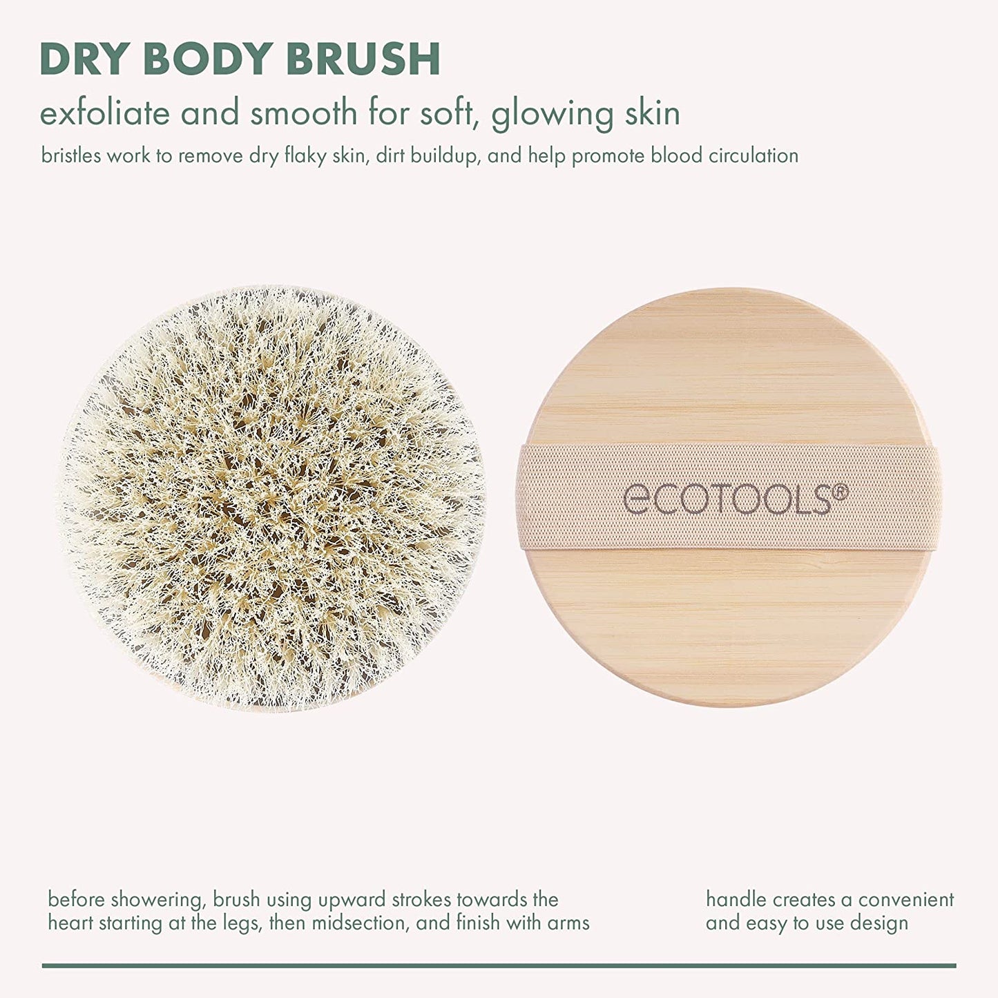 Dry Body Brush, Cruelty-Free Bristles Exfoliate & Smooth Skin, Dry Brushing Removes Flaky Skin, May Help Improve Circulation & Tone, Eco-Friendly Skincare Tool, Vegan & Cruelty-Free, 1 Count